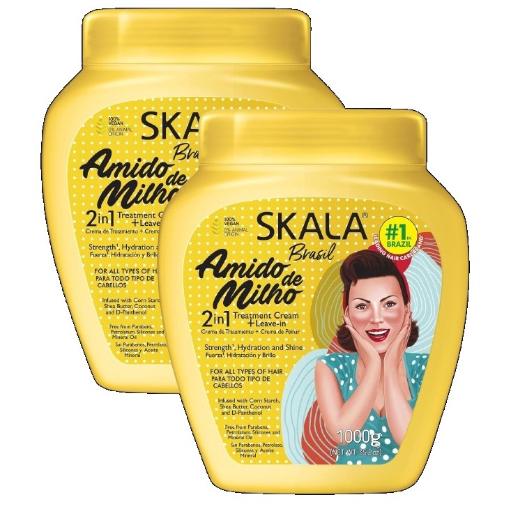 kit 2 Creme Tratamento Capilar Skala Amido De Milho 1kg