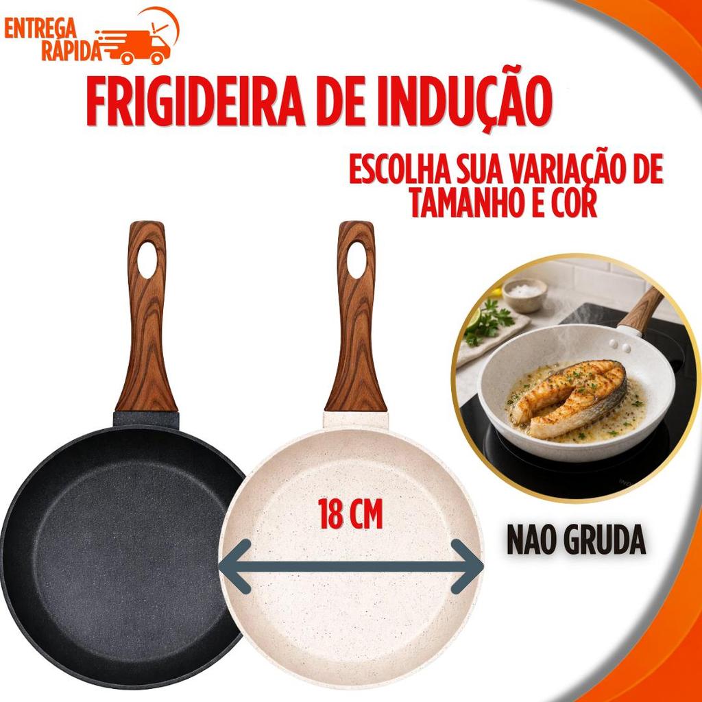 1 Frigideira Antiaderente Revestimento Cerâmico Indução18Cm Não Gruda Multiuso Panela Utilidades Promoçao dia Maes