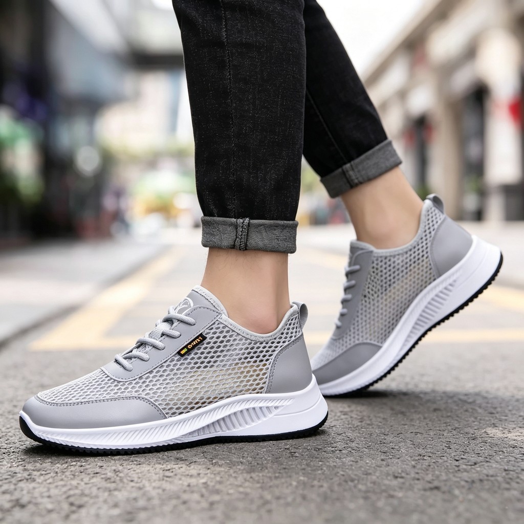 Tênis masculino verão malha fina respirável sapatos masculinos leve sola macia Anti-deslizamento moda Casual tênis de co
