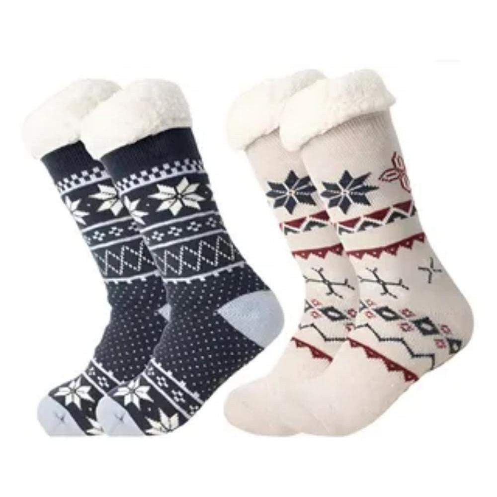 2 Par De Meias Térmica Lã Forrada Pelinho Inverno Quentinha