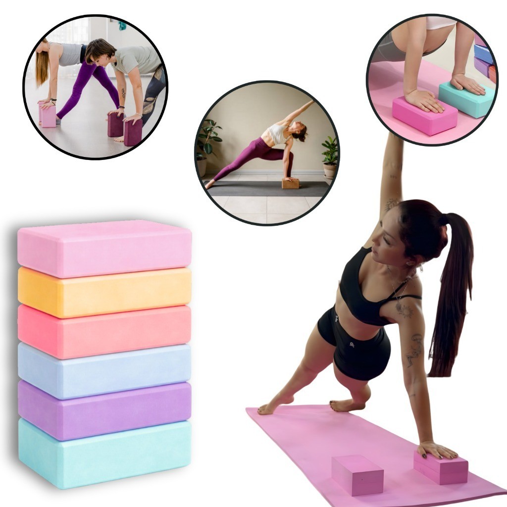 Bloco de Yoga Pilates 20x10x7,5cm Apoio para Alongamento e Fisioterapia,.