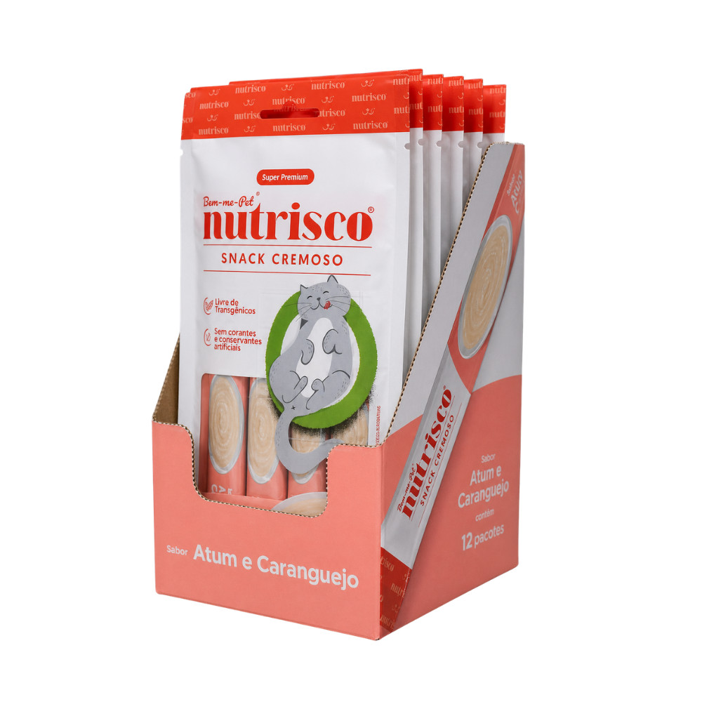 Caixa de Petisco para Gatos Snack Cremoso Nutrisco Sabor Atum e Caranguejo - 48 sachês