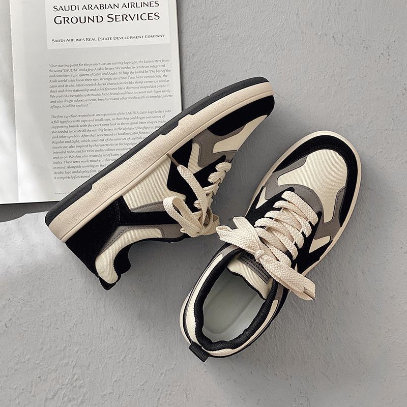 Sapatos masculinos sapatos da moda 2024 novo estilo lona respirável sapatos de sola grossa masculino ins estilo Hong Kon