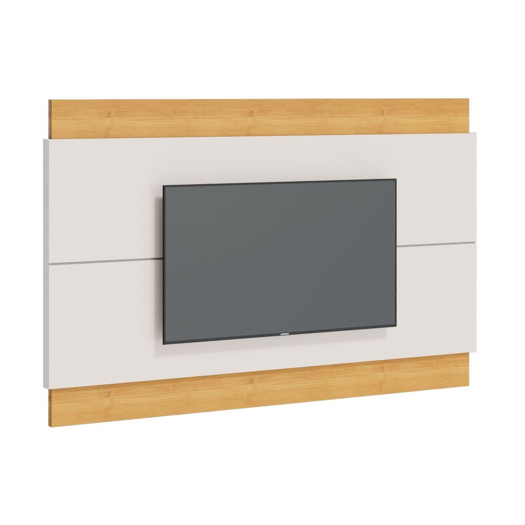Painel Suspenso Aereo para Sala Estar TV 60 Polegadas Classic Off White com Nature - Imcal Móveis