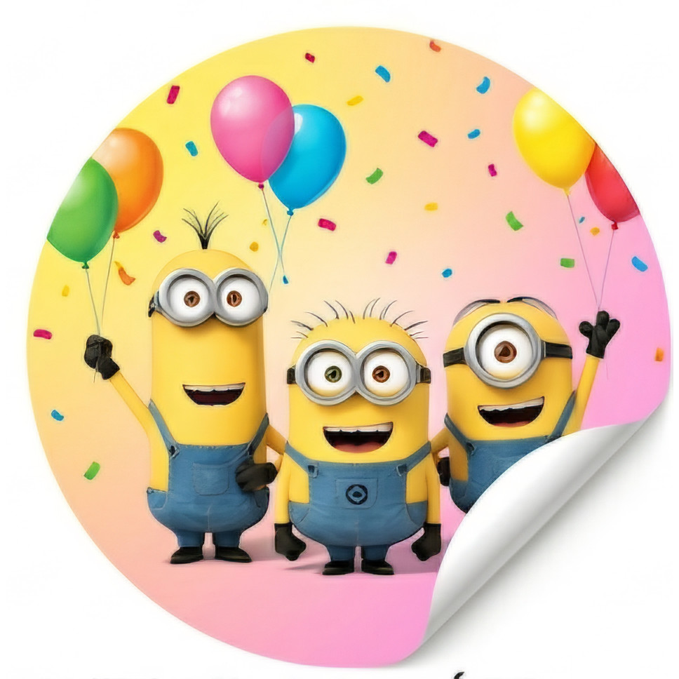 120 Adesivos Minion Minions Meu Malvado Favorito Aniversário Bola Redondos - 3cm 4cm 5cm 3