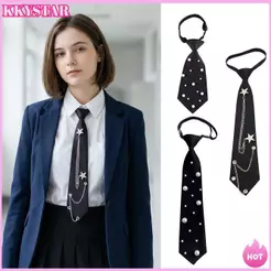 Gravata Punk Vintage Ajustável JK Pré-Amarrada Com Corrente Estrela Borboleta Elegante