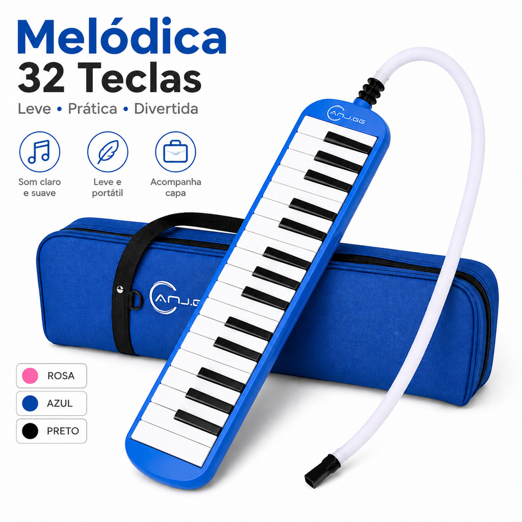Escaleta Melódica Lorben 32 Teclas com Mangueira para Estudo e Musicalização