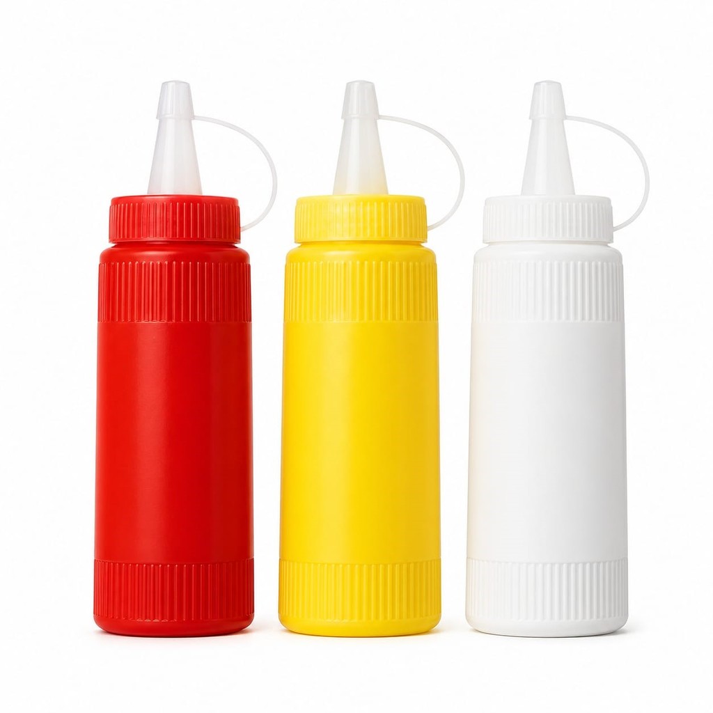 Kit 03/06 Bisnagas de Plástico 200ml para líquidos temperos calda molhos Azeites