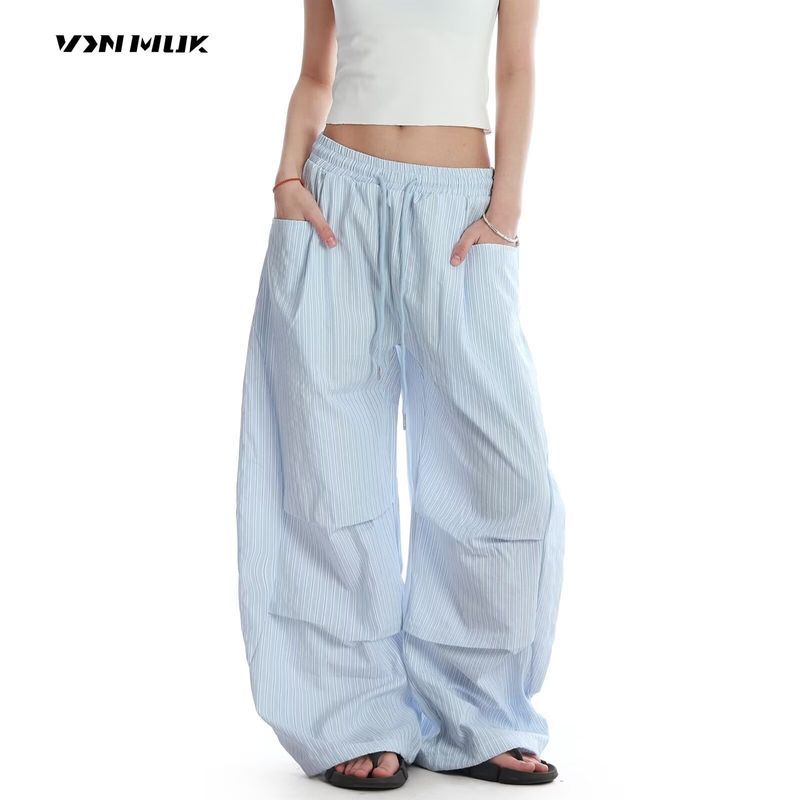 Calça casual Listrada Estilo Rua Retrô Masculino E Feminino De Alta Qualidade Dopamina jazz Dança