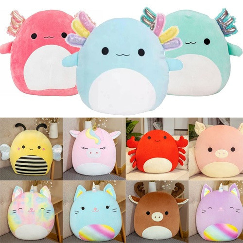 Brinquedos de Pelúcia Squishmallows de 20cm, Axolote Verde Azulado e Rosa, Boneca de Pelúcia Anastasia, Almofada Macia S