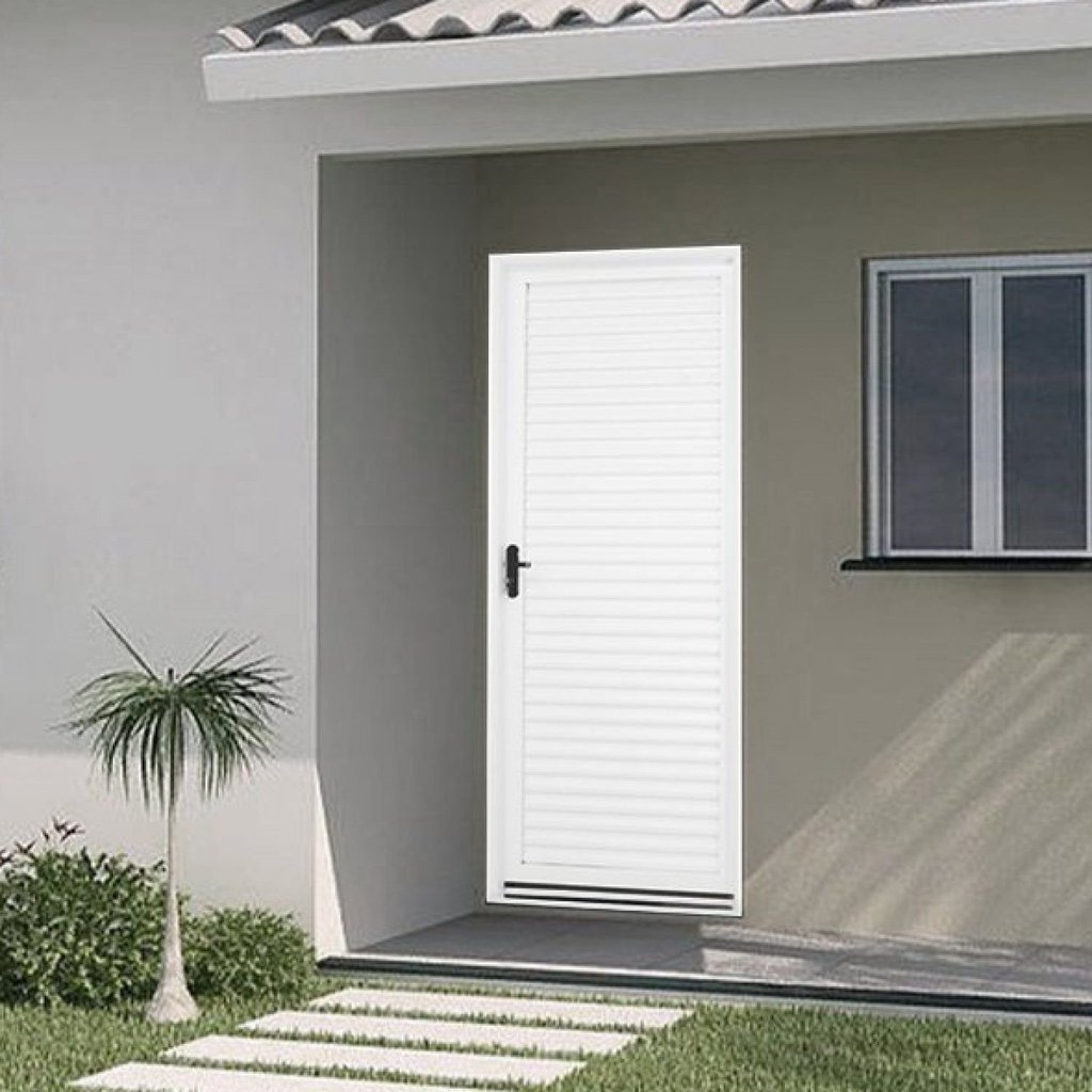 Porta de Aço Laminada 215x85cm Minas Sul MGM Abertura Esquerda Branco Esquerda