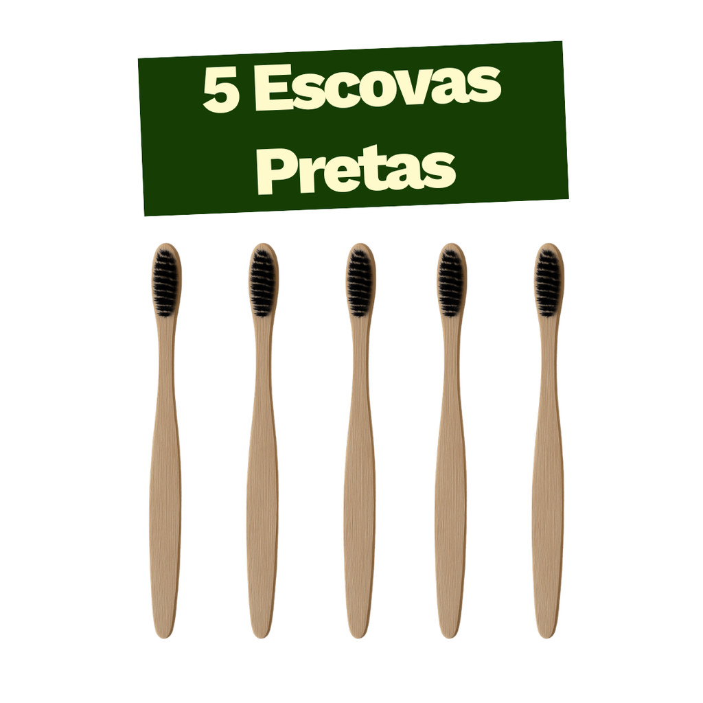 Kit 5 Escova De Dente Ecoleva Bambu Ecológica Biodegradável