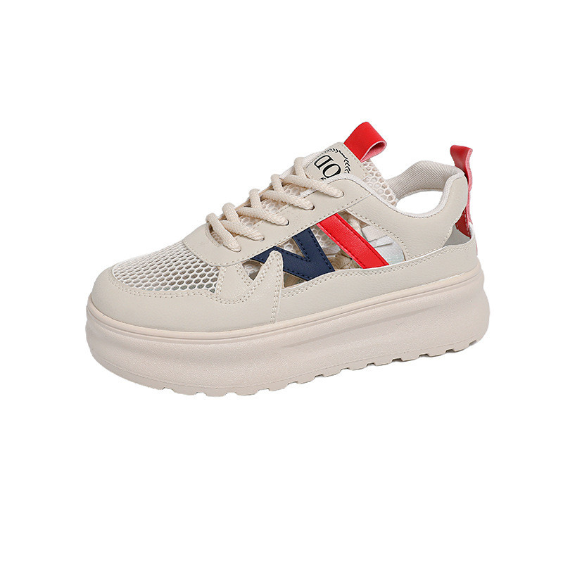 Verão feminino novo estilo respirável oco papai sapatos All-Match aumentando esportes lazer