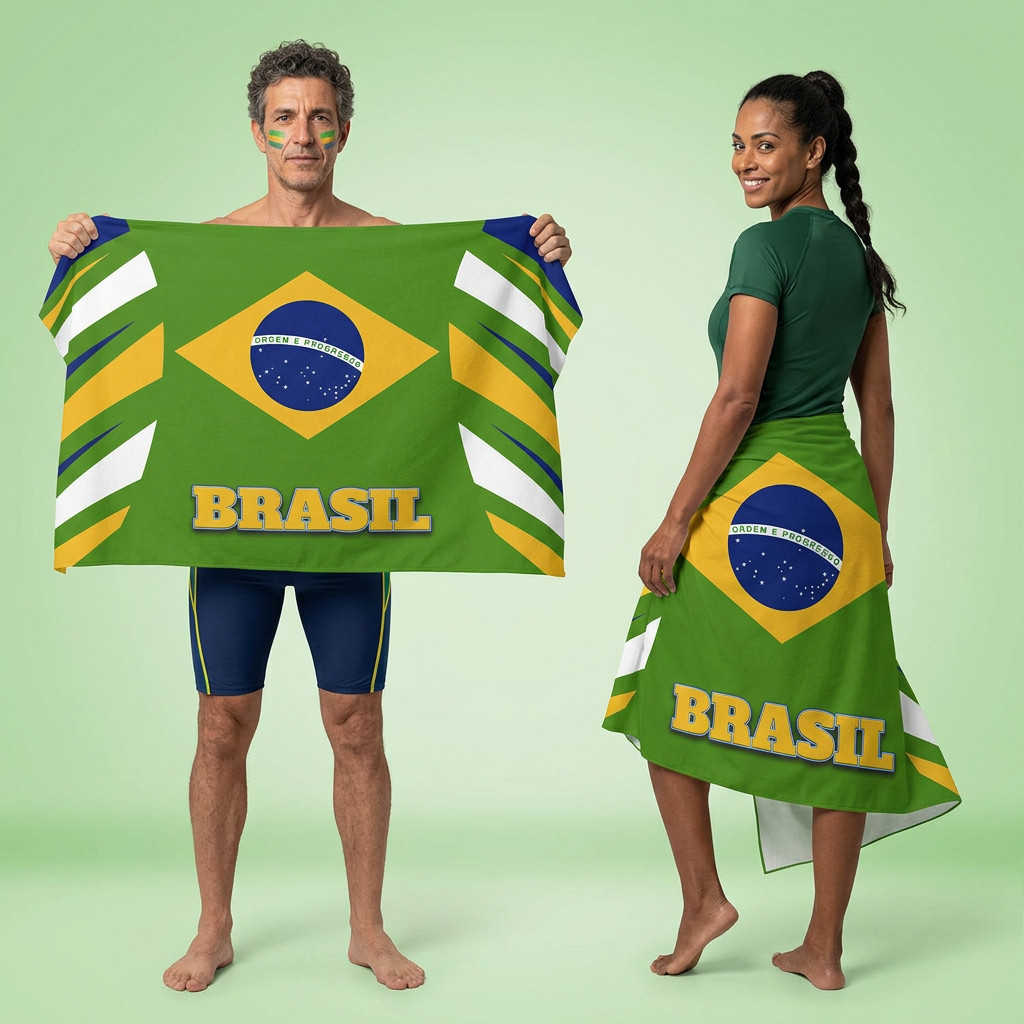 Canga e Toalha Personalizada Nome Kit Casal Seleção Brasileira