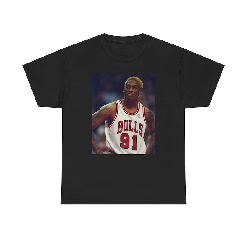 Camiseta Oversized Masculina Feminina Estampada Dennis Rodman Chicago Bulls Streetwear Vintage Basquete