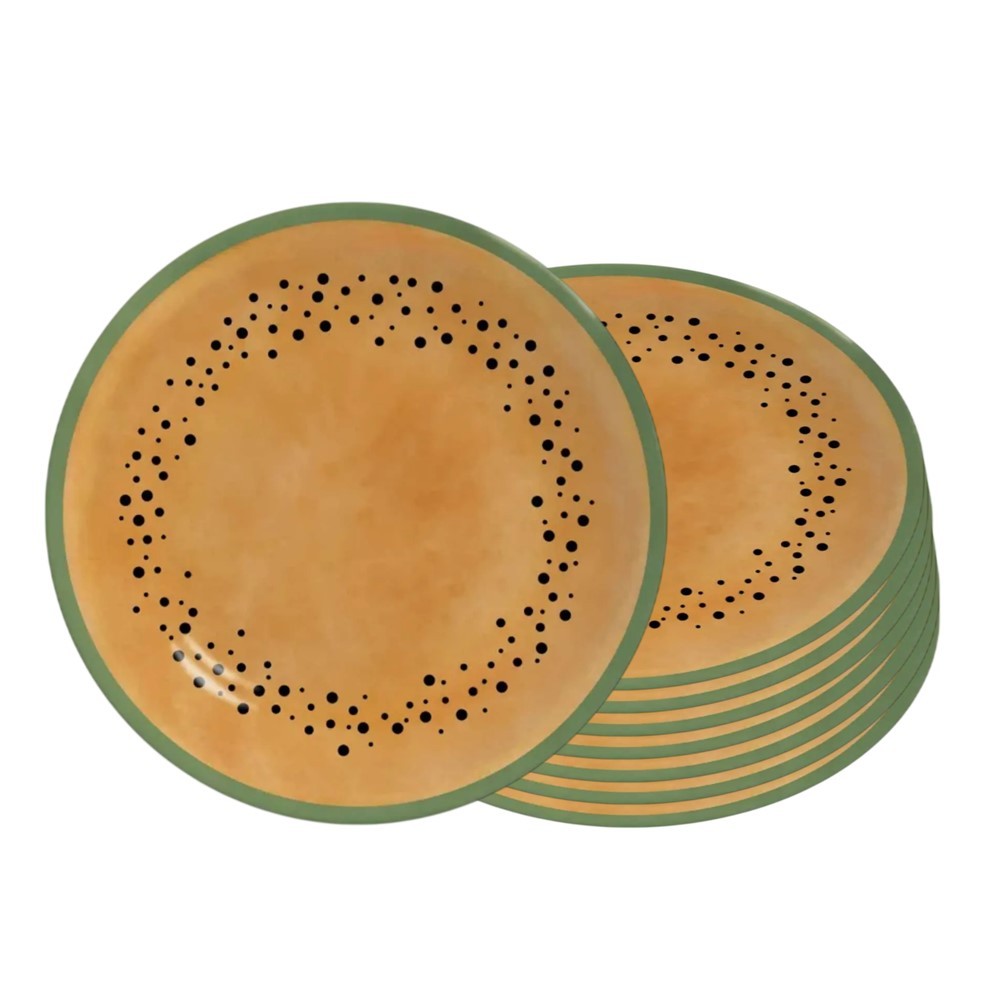 Jogo 8 Prato de Sobremesa de Cerâmica 21cm Coup Mamão Frutas Tropicais Alleanza