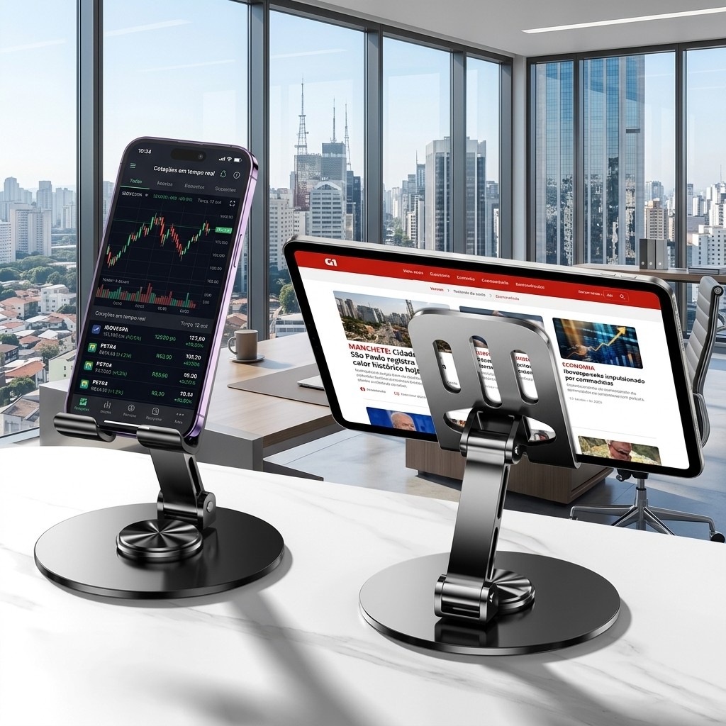 Suporte Gamer Celular Alumínio Mesa Refrigeração 360 Rotatória Ajustável Para Jogos Lives Free Fire iPhone Tablet