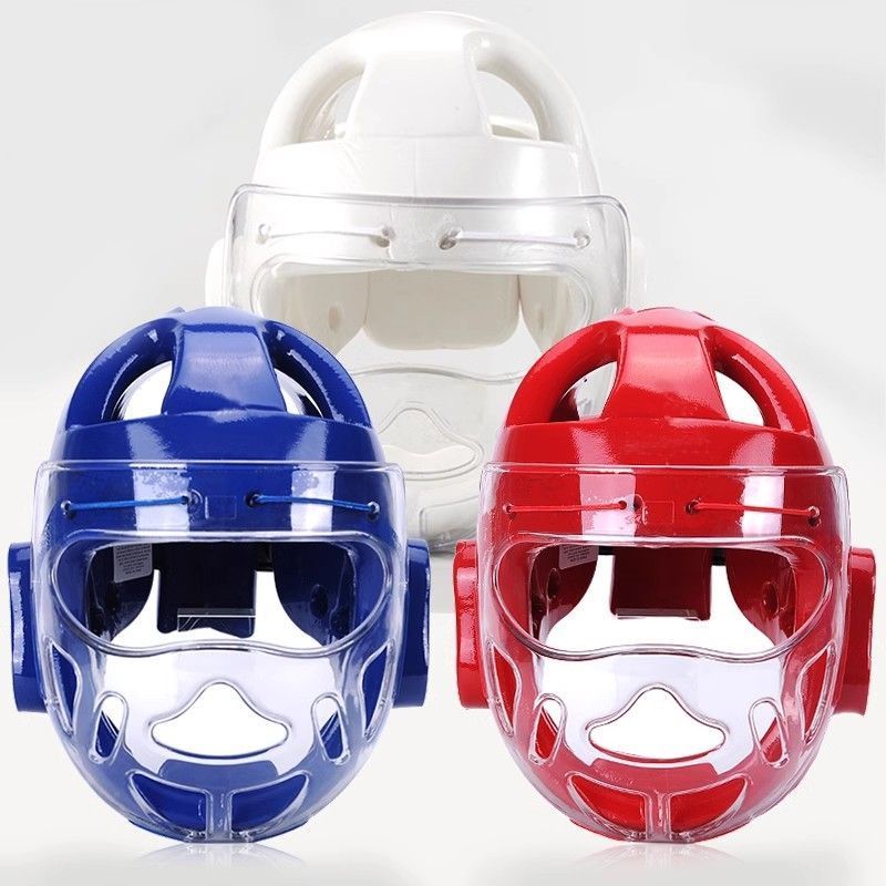 Capacete de Taekwondo máscara facial chapéu de karatê adulto crianças Sanda luta proteção facial boxe proteção de cabeça