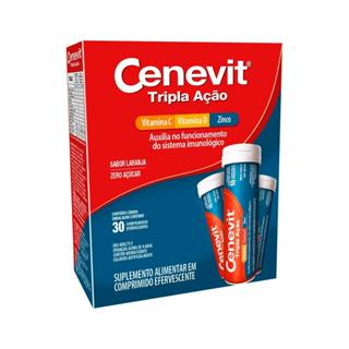 CENEVIT TRIPLA ACAO COM 30 COMPRIMIDOS EFERVESCENTES SABOR LARANJA em Oferta na Shopee