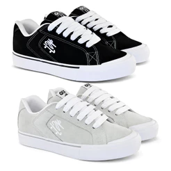 KIT 2 Pares Tênis QIX Chorão Park Original Preto/Branco e Branco Masculino Feminino