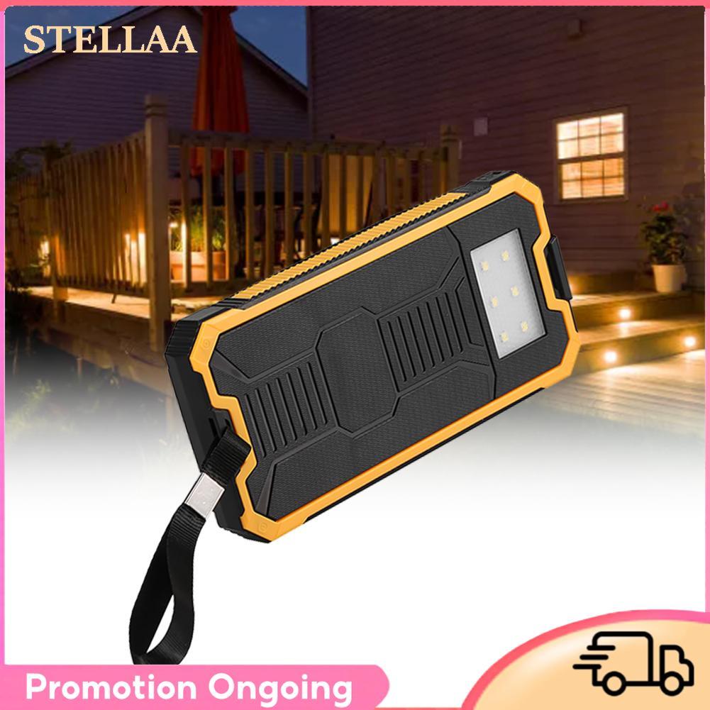 Stellaa Banco de energia solar de 20000mAh com carregador portátil de portas USB duplas para acampamento ao ar livre,