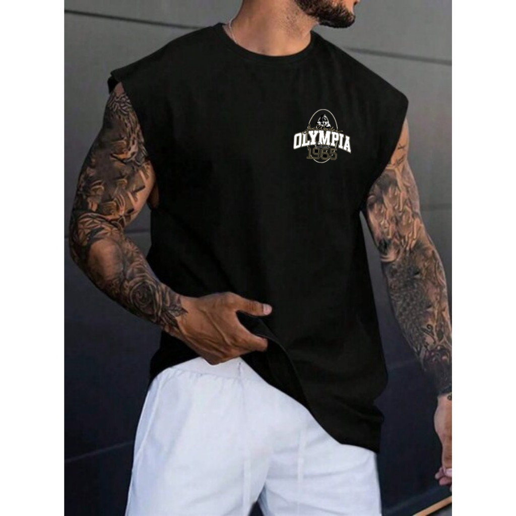 Camiseta Masculina Ovesized Regata Moda Academia Olympia Estampado Tecido Leve Confortavel
