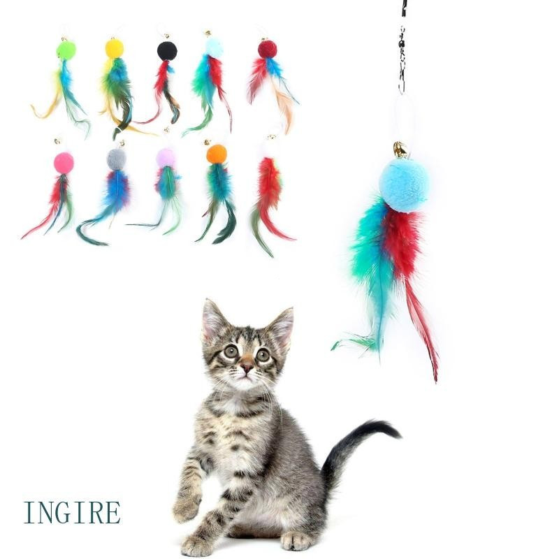 10Pieces Feathered Replacement with Bells & for Interactive Cats Charm