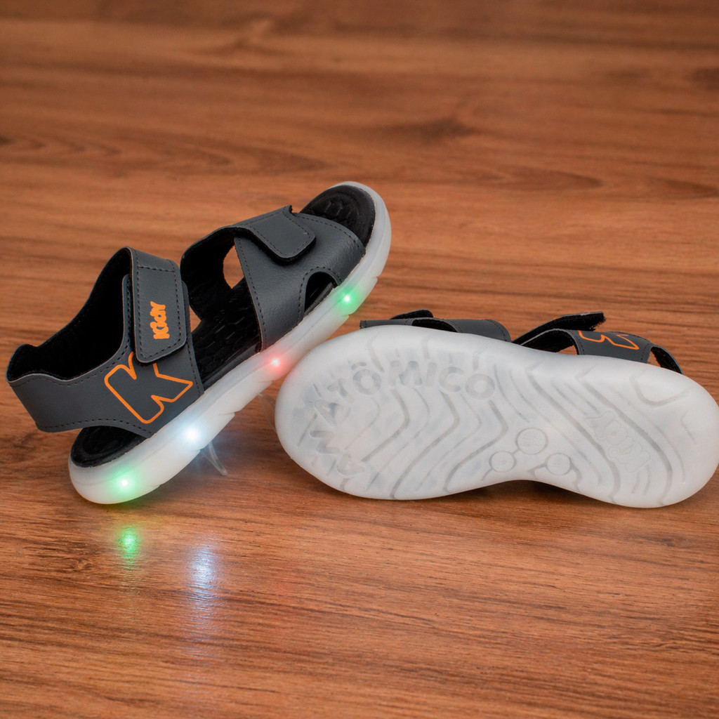 Sandália Papete Infantil Menino Kidy Light Luz Led Casual Confortável Anatômica Leve Antiderrapante