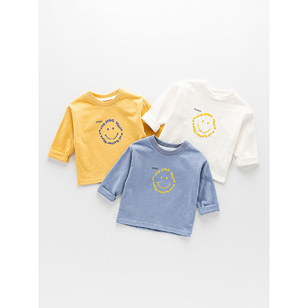 Bebê de manga comprida camiseta primavera outono roupas 2025 novo estilo meninos meninas crianças camisa de fundo Casual