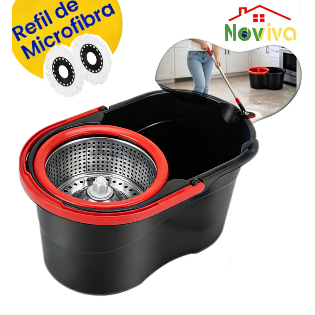 Mop Giratório Balde Centrifuga 8 Litros Esfregão Multiuso Cesta de aço inoxidável