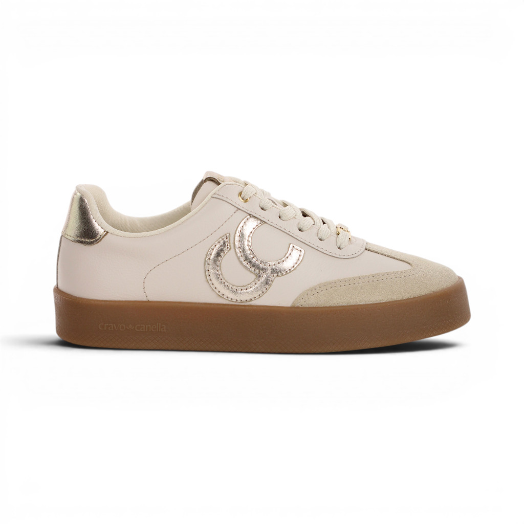 Tênis Cravo e Canella City Drift Off White e Dourado - Feminino