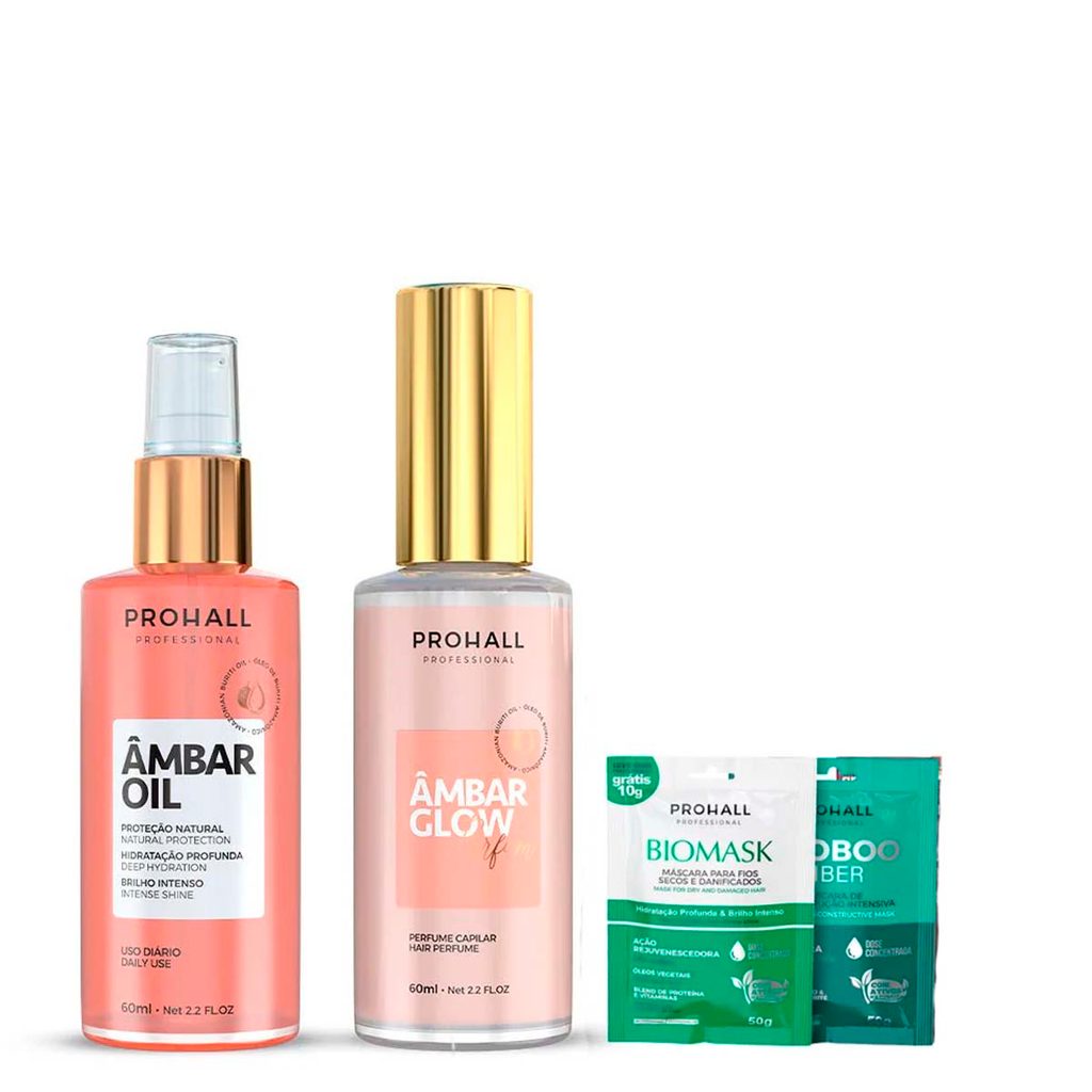 Kit Óleo Finalizador Ambar E Perfume Capilar  Brilho 60Ml Prohall