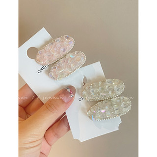 Grampo de cabelo de cristal transparente de gelo branco indústria pesada versão coreana grampo de cabelo requintado High
