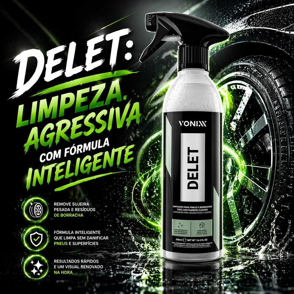Delet Vonixx 500ml Limpador Removedor Para Pneus E Borracha