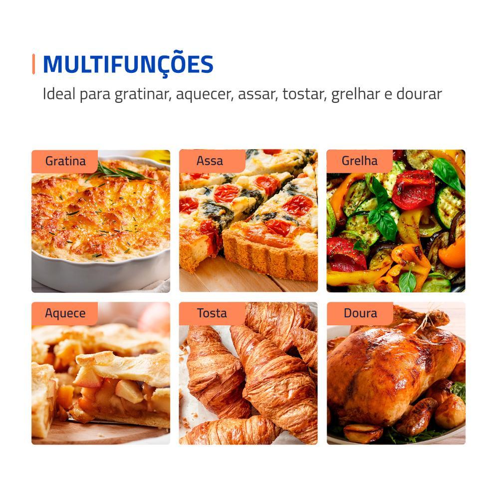 Forno Elétrico Mondial 60 Litros Funções Assar gratinar aquecer 1800W Preto e Inox 220V — imagem 2 de 2