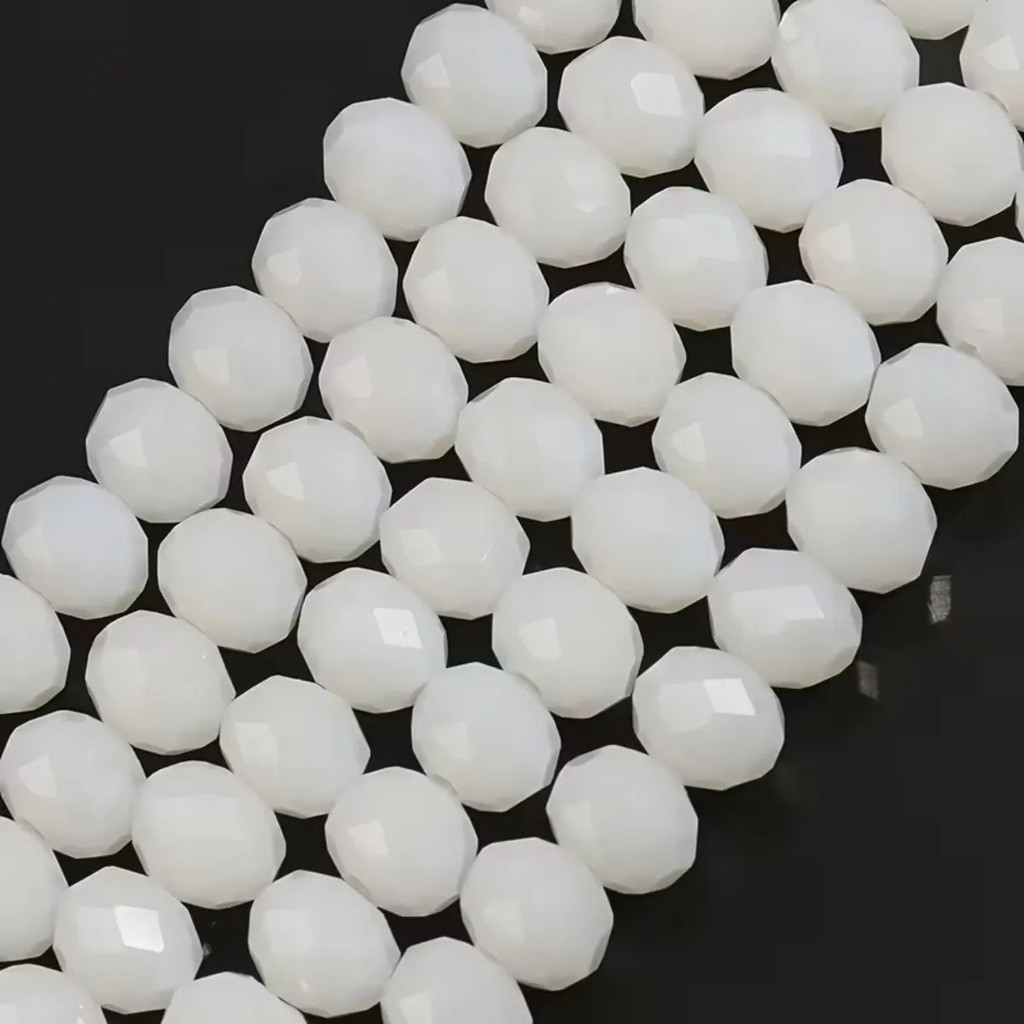 Miçanga Cristal Guia Vidro Branco 8mm - Espiritualidade Branco 40 Cm 8 Mm