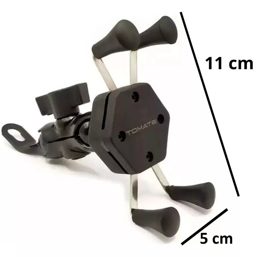 Suporte Celular Moto Carregador Usb Gps Garra X Retrovisor
