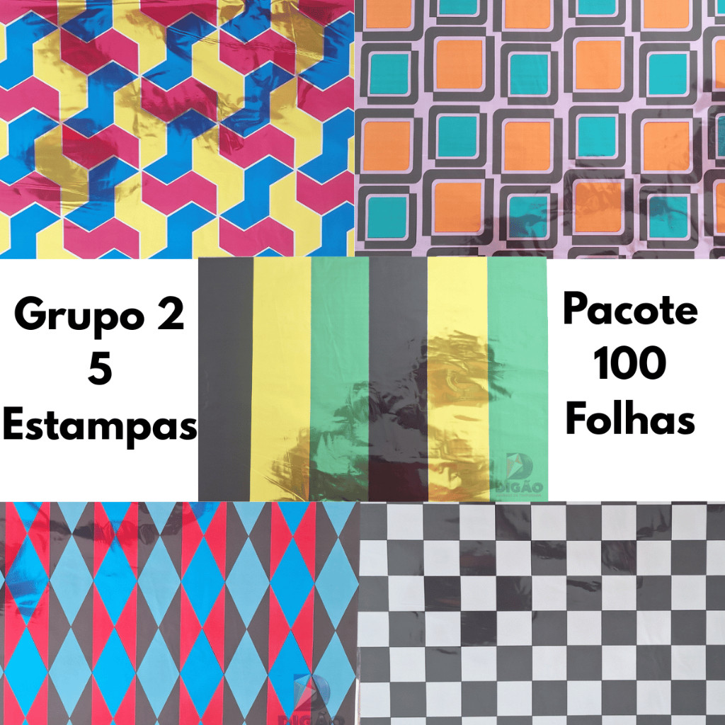 Detalhes do Kit Laminado 50x70cm 100 Folhas Estampas Variadas Pipa - Embalagem Presente