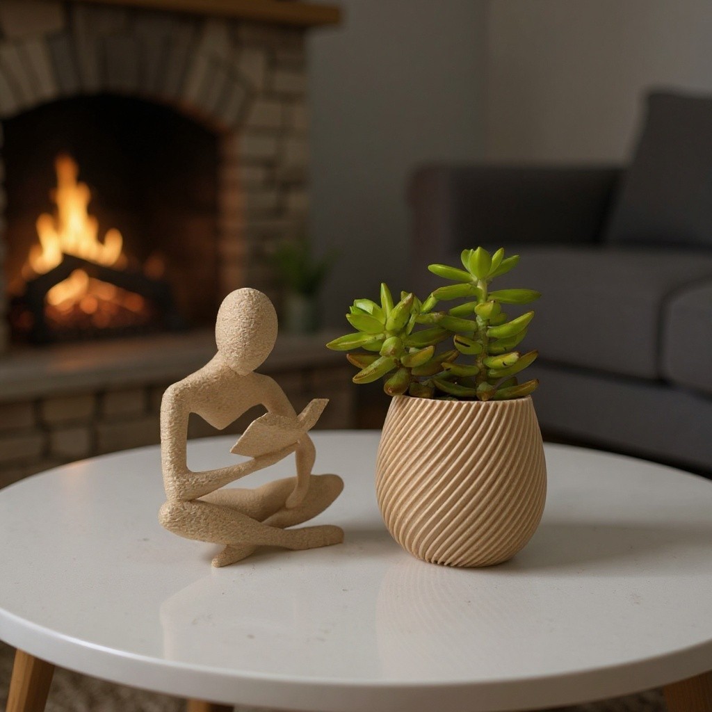 Estátua Decorativa Leitor com Vaso para Suculenta | Decoração Moderna Criativa Casa