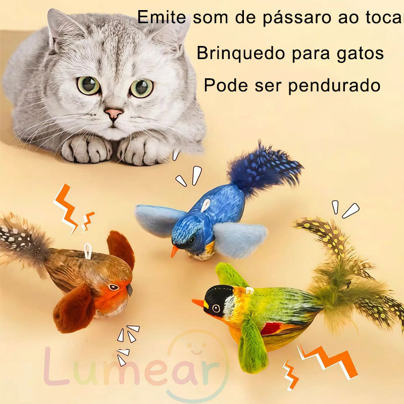 Brinquedos Interativos Para Gatos – Brinquedo Realista Com Som De Pássaro De Pelúcia Internos Não Elétrico