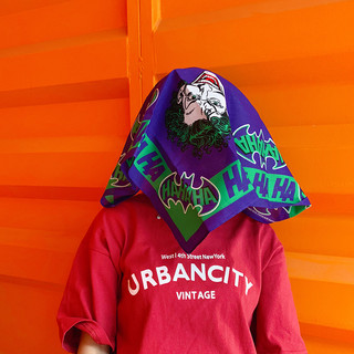 Lenço quadrado criança mesmo estilo palhaço padrão lenço de seda masculino verde bandana Hip-Hop na moda lenço de cabeça