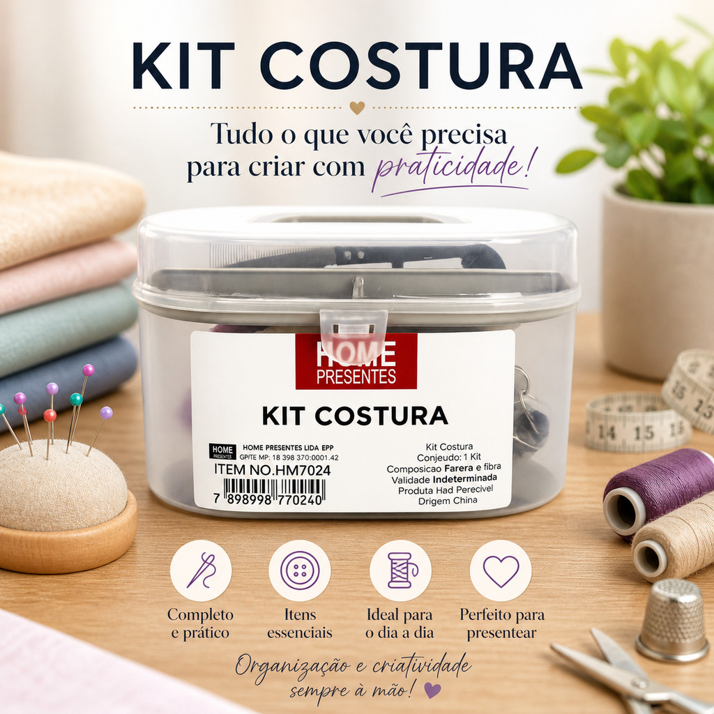 Maleta De Costura Completo Estojo Para Viagem Linha Agulha Botão Fita Métrica Alfinete Tesoura