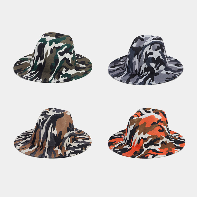 Outono inverno novo estilo camuflagem Pana chapéu na moda senhoras festa jantar vestido chapéu moda na moda chapéu super
