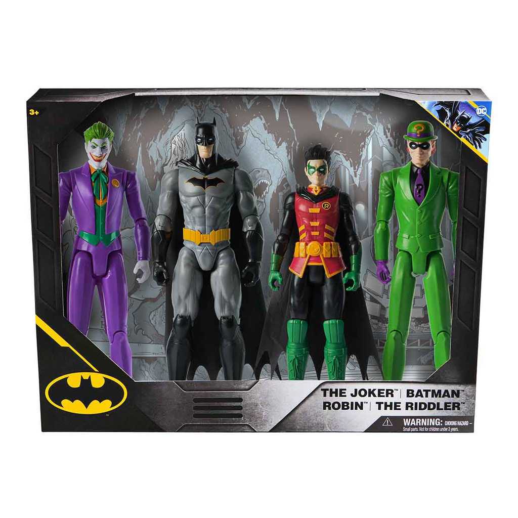 4 Bonecos Batman, Coringa, Charada E Robin De 30Cm - Batman