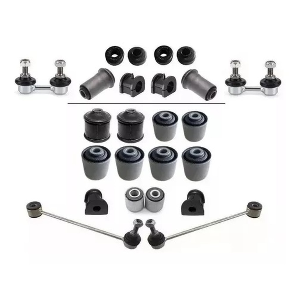 KIT BUCHAS BIELETAS SUSPENSÃO DIANTEIRA TRASEIRA PAJERO TR4 - 24 PEÇAS