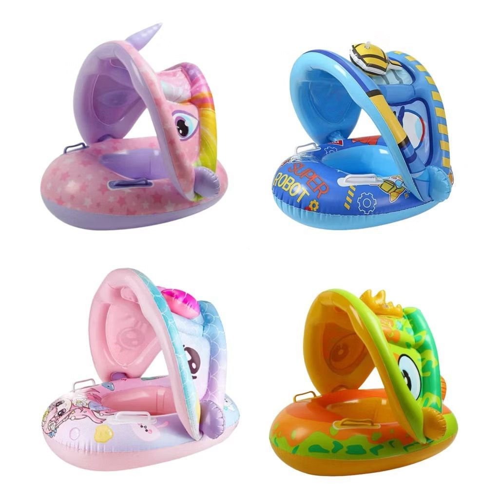 Boia com cobertura Fralda Inflável Infantil Bebe Brinquedo Piscina Guardasol