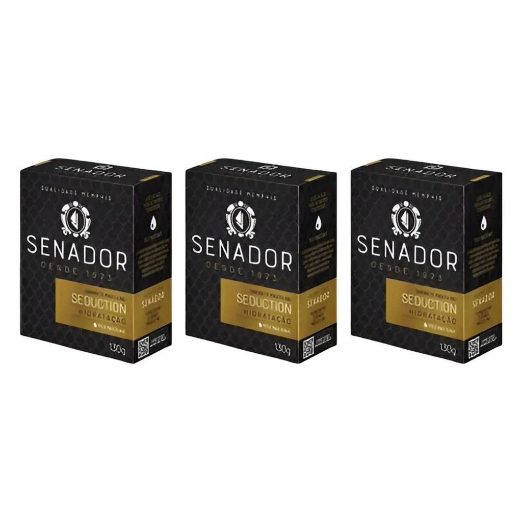 Kit 3un Sabonete Barra Senador Seduction Hidratante 130g