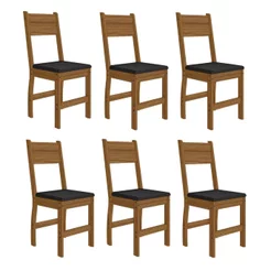 Kit 6 Cadeiras de Jantar MDF Milano Laranja/Carvalho/Preto Carvalho/Preto
