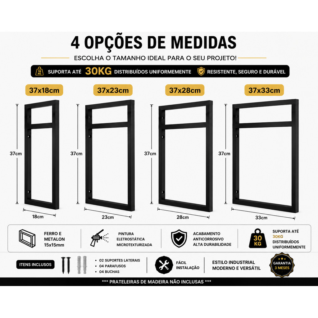 Kit com 2 Suporte Prateleira suspensa estilo Industrial — imagem 2 de 2