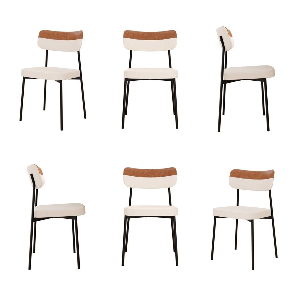 Kit com 6 Cadeiras para Sala de Jantar Mona Yescasa Palha/Caramelo